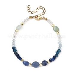 Dyed Natural Malaysia Jade & Dyed & Heated Blue Aventurine & Amazonite Nuggets & Rondelle Beaded Bracelets for Women&nbsp;BJEW-JB14090-01