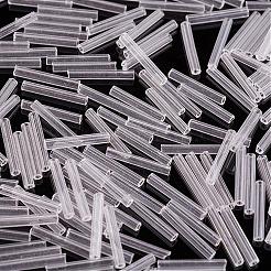 ガラス竹ビーズ  透明色  透明  12x2mm  穴：0.5mm  約5000個/袋&nbsp;SEED-E001-12mm-01#