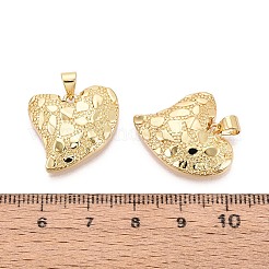 テクスチャードブラスペンダント  ハートチャーム  18KGP本金メッキ  19x20x4~4.5mm  穴：5x3.5mm&nbsp;KK-T080-62G