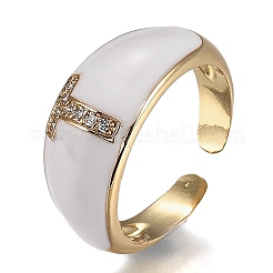 Brass Micro Pave Clear Cubic Zirconia Cuff Rings&nbsp;RJEW-H538-03G-T