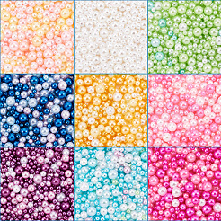 樹脂ビーズ  穴がない  模造パール  ラウンド  ミックスカラー  2.5~5mm  13 G /袋  約370個/袋  9色  1bag /カラー  9bags /セット&nbsp;RESI-TA0001-21