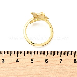 女性用真鍮カフリング  カドミウムフリー＆鉛フリー  18KGP本金メッキ  マンタレイ  15mm  usサイズ7 1/4(17.5mm)&nbsp;RJEW-F184-08A-G