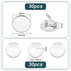 DIY Blank Dome 304 Stainless Steel Brooch Making Kit&nbsp;DIY-UN0056-09