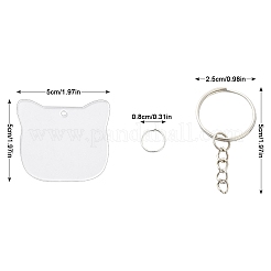 チェーン付き鉄製スプリットキーリング30個  キーホルダー金具 アクリルディスク30個付き 大きなペンダント30個付き  プラチナ  8~50x0.7~2mm&nbsp;DIY-YW0009-02