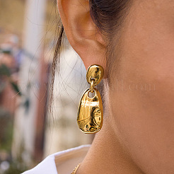 304 Stainless Steel Dangle Stud Earrings&nbsp;WG1E265-01