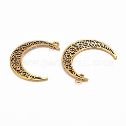 Tibetan Style Alloy Hollow Moon  2-Loop Link Pendants&nbsp;TIBEP-5312-AG-LF