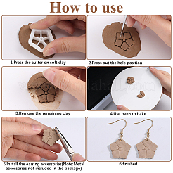 5スタイルの花と葉のプラスチック粘土プレス型  粘土カッター  クレイモデリングツール  DIYイヤリング製作用  ホワイト  16~32.5x16~34x12mm&nbsp;DIY-CP0010-31