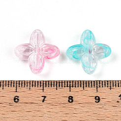 透明なアクリルビーズ  四つ葉  ピンク  16.8x17x5.8mm  穴：1.8mm  約28個/20g&nbsp;X1-TACR-T028-35C