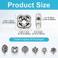 180Pcs 6 Styles Alloy Beads&nbsp;FIND-YW0010-61