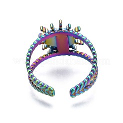 201ステンレススチールスターカフリング  女性のためのレインボーカラーオープンリング  usサイズ8（18.1mm）&nbsp;RJEW-S405-141