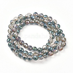 電気メッキガラスビーズセット  半分メッキ  多面カット  苺  メッキグリーン  6~6.5x6mm  穴：1.2mm  約78個/連  18.9インチ（48cm）&nbsp;EGLA-L018-A-HP04
