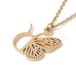 Initial Letter with Butterfly Pendant Necklace&nbsp;LS-NJEW-C026-01G-D