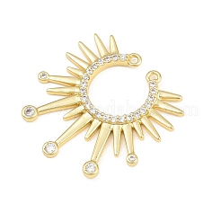 Brass Micro Pave Clear Cubic Zirconia Connector Charms&nbsp;CU-CBAD306-23G