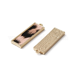PUレザーペンダント  ライトゴールドメッキ合金パーツ  ヒョウ柄の長方形  ピンク  32x10x2.5mm  穴：1.4mm&nbsp;FIND-WH0125-85LG-01