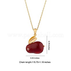 Red Dyed Natural White Jade & Cubic Zirconia Bunny Pendant Necklace&nbsp;JN1072A