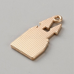 合金エナメルチャーム  ゴールドカラー  城  24.5x12x1.5mm  穴：1.6mm&nbsp;ENAM-WH0073-01G-24