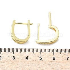 U字型真鍮マイクロパヴェクリアキュービックジルコニアフープピアス  鉛フリー＆カドミウムフリー  長持ちメッキ  18KGP本金メッキ  18x5x5mm&nbsp;EJEW-D311-024G