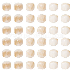 60個透明アクリルビーズ  キューブ  貝殻色  6x6x6.5mm  穴：1.5mm&nbsp;OACR-TA0004-88D