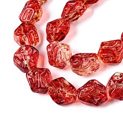 電気メッキガラスビーズセット  ナゲット  レッドオレンジ  13.5~14x13.5x10mm  穴：0.9mm  約49~50個/連  26.97~27.56インチ（68.5~70cm）&nbsp;EGLA-N012-09F