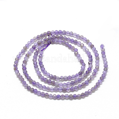 天然石アメジストビーズ連売り  多面カット  ラウンド  2x2mm  穴：0.5mm  約188個/連  15.9インチ&nbsp;X-G-S264-20-2mm