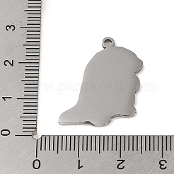 変色しない201ステンレススチールペンダント  センザンコウチャーム  ステンレス鋼色  24.5x23.5x1.5mm  穴：1mm&nbsp;STAS-C095-28P