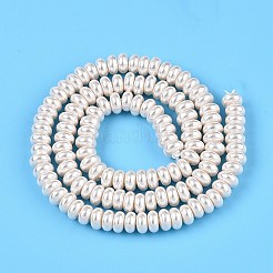 透明スプレー塗装ガラスビーズ連売り  フラットラウンド  フローラルホワイト  6.5x3.5mm  穴：1.2mm  約122~124個/連  16.54~16.73インチ（42~42.5cm）&nbsp;GLAA-N001-33