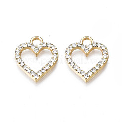 合金チャーム  ラインストーン付き  カドミウムフリー＆鉛フリー  ハート  ミックスカラー  17x15x2mm  穴：2.5mm&nbsp;PALLOY-S133-017-LG