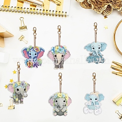 DIY Diamond Painting Elephant Pendant Keychain Kit&nbsp;ELEP-PW0001-41
