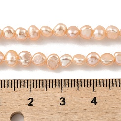 天然養殖淡水パールビーズ連売り  研磨両側  グレード5a+  ライトサーモン  3~4mm  穴：0.5mm  約48個/連  6.89''（17.5センチメートル）&nbsp;PEAR-A006-02D