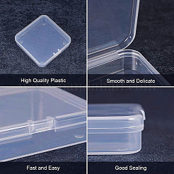 クリアプラスチックビーズ収納ケース  直方体の  透明  7.4x7.2x1.7cm  14個/セット&nbsp;CON-BC0004-49