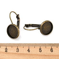 真鍮製フレンチフックピアスパーツ  ニッケルフリー  アンティークブロンズ  約13~14 mm幅  長さ25~27mm  12ミリカボションのために合う&nbsp;KK-H023-AB-NF