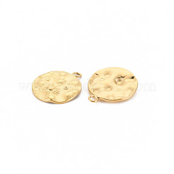 イオンプレーティング（IP）304ステンレスペンダント  フラットラウンド  14KGP本金メッキ  18x15x2mm  穴：1.8mm&nbsp;STAS-N097-147LG