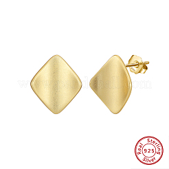 925スターリングシルバースタンドピアス  菱形  14KGP本金メッキ  16x14mm&nbsp;EJEW-H167-01G