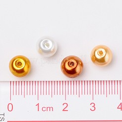 キャラメルミックスパールカラーのガラスパールビーズ  ミックスカラー  8mm  穴：1mm  約100個/袋&nbsp;HY-X006-8mm-02
