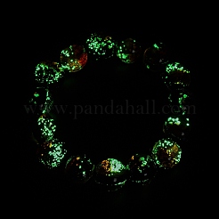 14MM Luminous Handmade Foil Glass Round Beaded Stretch Bracelets&nbsp;LA-CBA41F9-01A