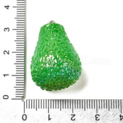不透明樹脂ペンダント  プラチナ鉄ループ付き  ABカラー  アボカド  31x21x16.5mm  穴：2mm&nbsp;LS-FIND-I044-16C