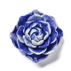 合成貝殻に染めた花の彫刻コネクタチャーム  藤紫色  47.5x49x20mm  穴：2mm&nbsp;SHEL-D081-01C