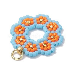シードビーズ ビーズチャーム  花のペンダント  ミックスカラー  23x22x3mm  穴：3.4mm&nbsp;PALLOY-MZ00205