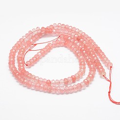 チェリークォーツガラスビーズ連売り  ファセットロンデル  8x5mm  穴：1mm  約71個/連  14.5インチ&nbsp;X-G-K090-01