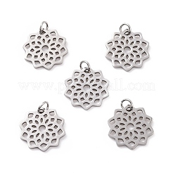変色しにくい304ステンレススチールペンダント  花  ステンレス鋼色  16.5x16x1mm  穴：3mm&nbsp;STAS-S105-T516S