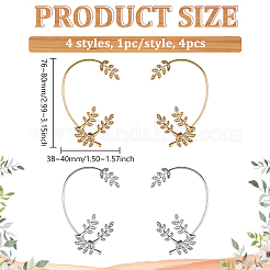 4Pcs 4 Styles Leaf Alloy Rhinestone Cuff Earrings&nbsp;EJEW-GO0002-28