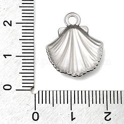 304ステンレスペンダント  質感のある貝殻型チャーム  ステンレス鋼色  19.5x16x3mm  穴：2.3mm&nbsp;STAS-A149-01P