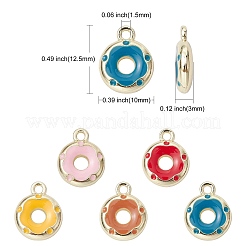 30本合金エナメルチャーム  ドーナツチャーム  ゴールドカラー  ミックスカラー  12.5x10x3mm  穴：1.5mm&nbsp;ENAM-CJ0005-56