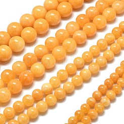 天然石マレーシアジェイドビーズ連売り  染め＆加熱  ラウンド  ゴールド  11.5~12.5mm  穴：1.2mm  約35個/連  14.96インチ（38cm）&nbsp;G-L645-A01-12mm-10