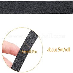 Puレザーリボン  合成皮革ストラップ  バッグ用  ジュエリー作り  DIYクラフト  ブラック  15x1mm  約5m /ロール&nbsp;DIY-WH0167-35B