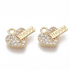 Brass Micro Pave Clear Cubic Zirconia Charms&nbsp;KK-S355-010-NF