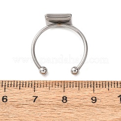 304ステンレススチールカフリング部品  パッドリングベースパーツ  正方形  ステンレス鋼色  9mm  18mm  トレイのサイズ：8x8mm&nbsp;SA-CBA8B85-10C-P