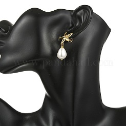 Teardrop Shell Pearl Bead Stud Earrings&nbsp;EJEW-JE07105-01