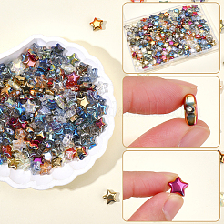 300色電気メッキ透明ガラスビーズ15個。  スター  半分メッキ  ミックスカラー  10x10x5mm  穴：1mm  20個/カラー&nbsp;GLAA-PA0001-18