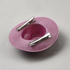 ラインストーンと鉄製ワニ口ヘアクリップが付いたイミテーションPUレザー  帽子  パープル  83x102x40mm&nbsp;AJEW-WH0609-464A
